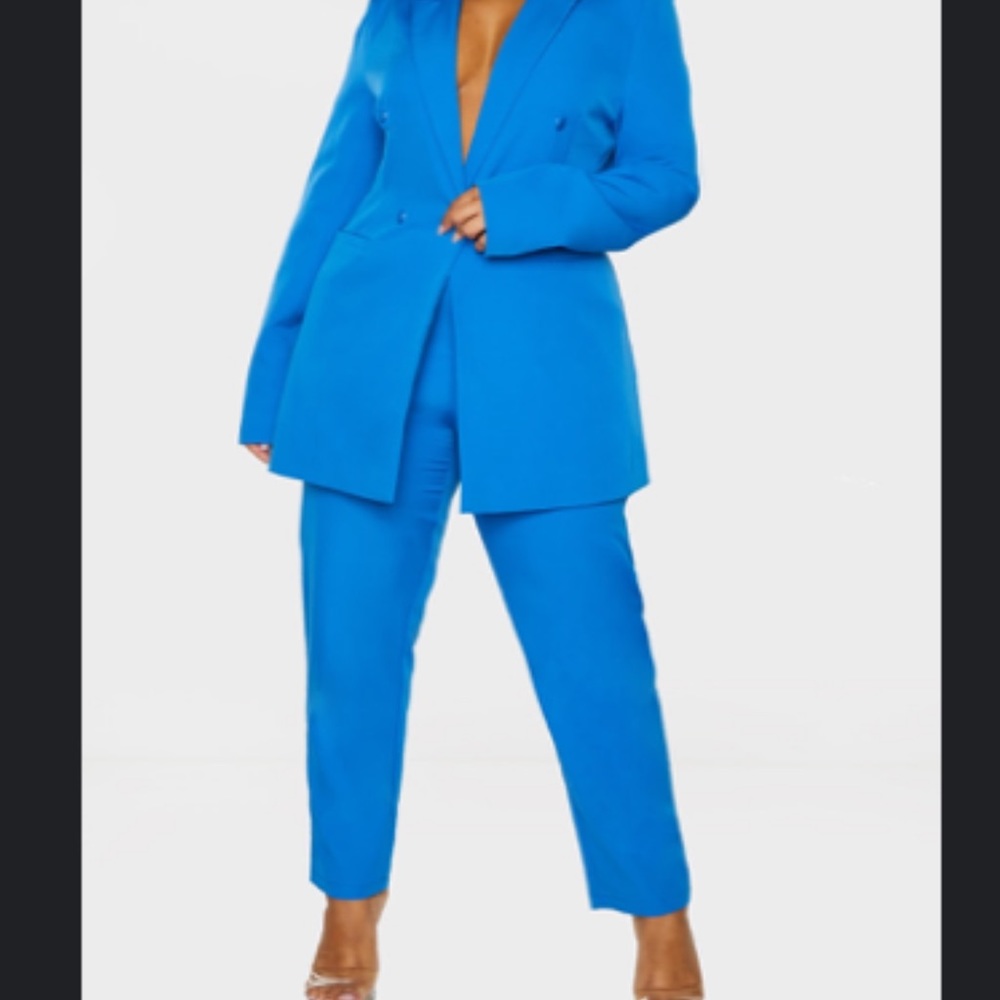 Plus Blue Cropped Pants PrettyLittleThing